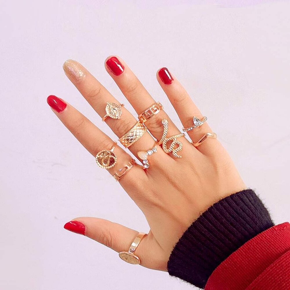 Gold Boho Ring Sets Stackable Knuckle Ring Vintag… - image 5